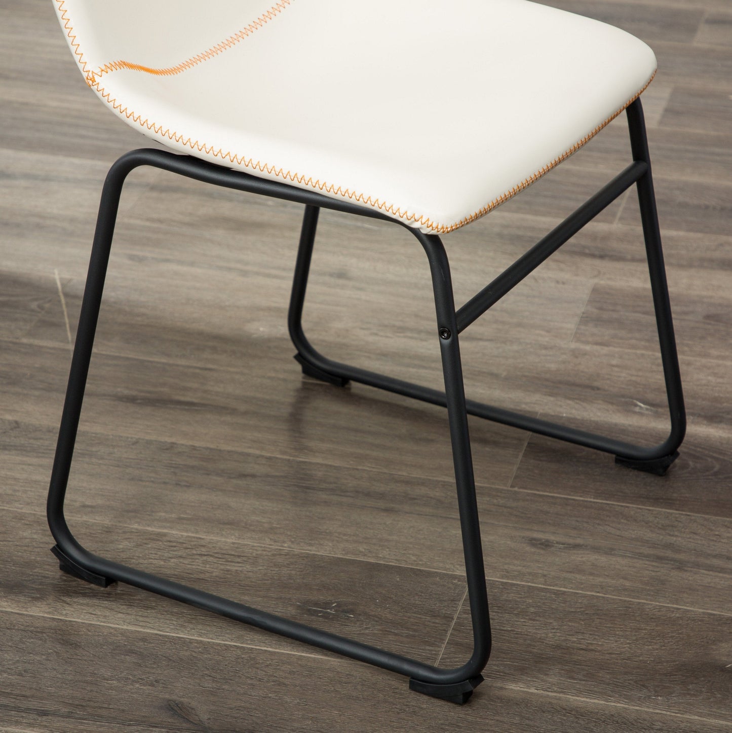 Lotusville Vintage PU Leather Dining Chairs, White, Set of 2