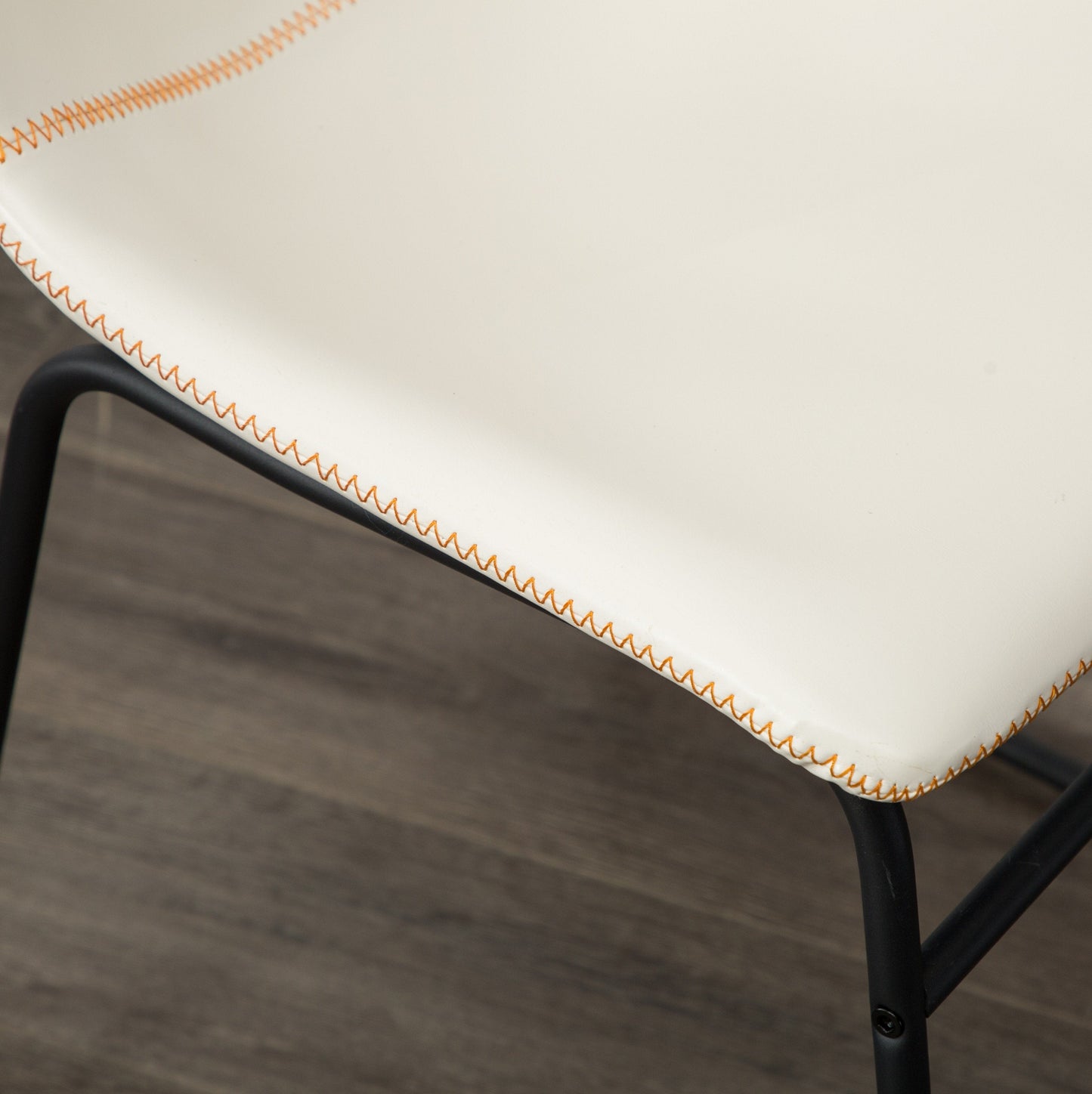 Lotusville Vintage PU Leather Dining Chairs, White, Set of 2