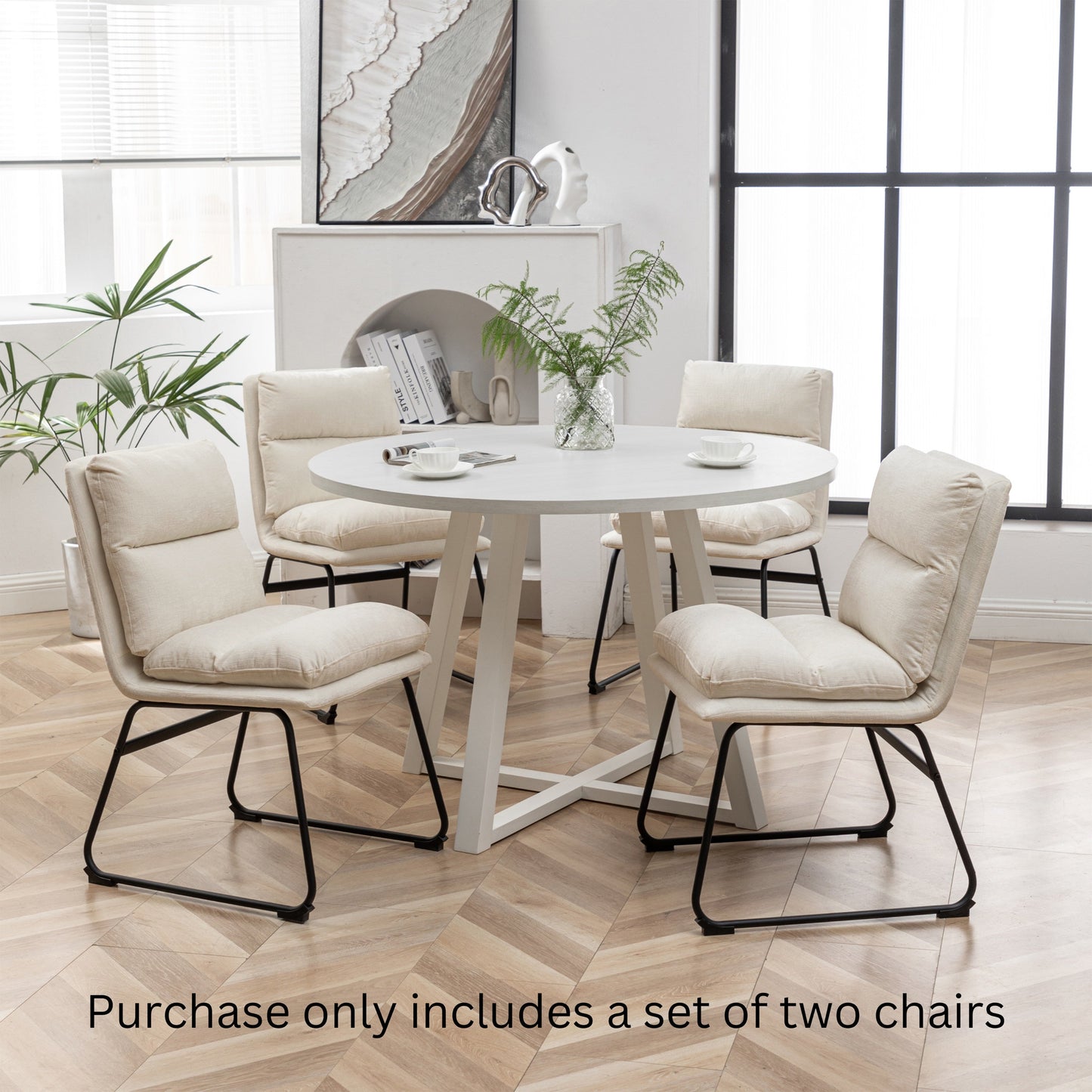 Roundhill Furniture Milos Contemporary Upholstered Dining Chairs, Set of 2