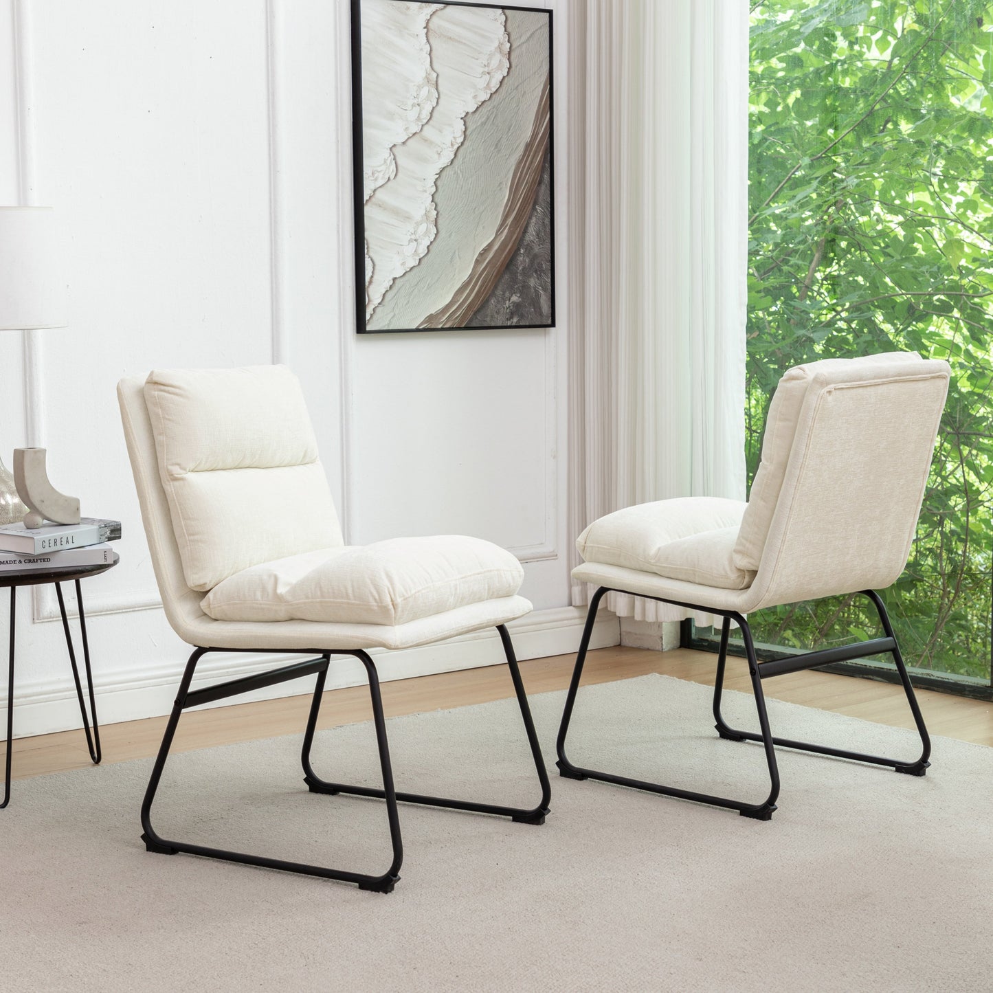 Roundhill Furniture Milos Contemporary Upholstered Dining Chairs, Set of 2