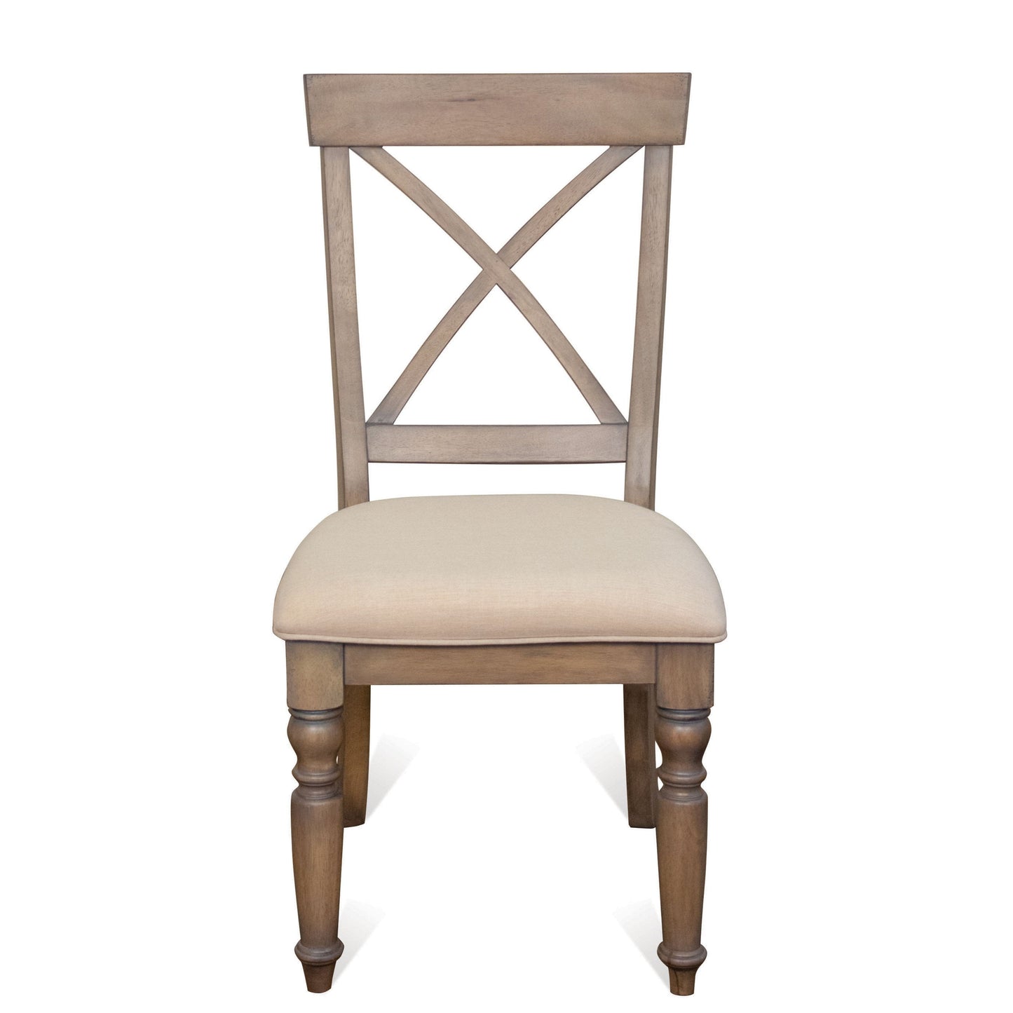 Trani Weathered Driftwood Finish Cross Back Dining Chairs, Set of 2