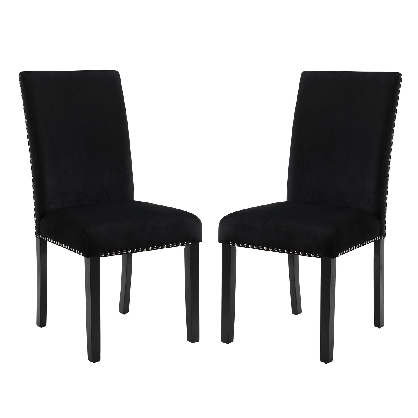 Roundhill Furniture Cobre Contemporary Velvet Dining Chair with Nailhead Trim, Set of 2