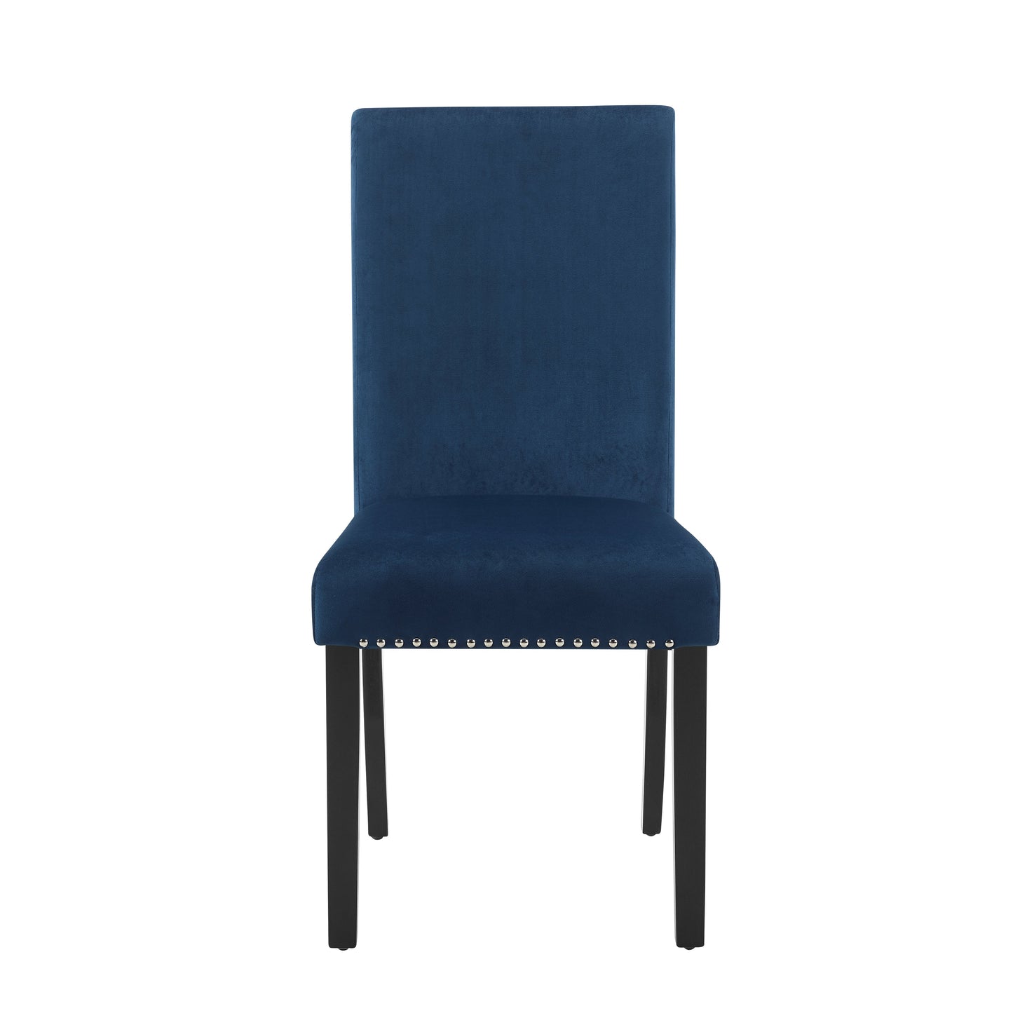 Roundhill Furniture Cobre Contemporary Velvet Dining Chair with Nailhead Trim, Blue, Set of 2