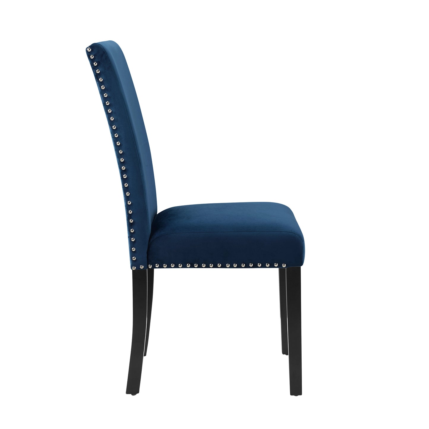 Roundhill Furniture Cobre Contemporary Velvet Dining Chair with Nailhead Trim, Blue, Set of 2