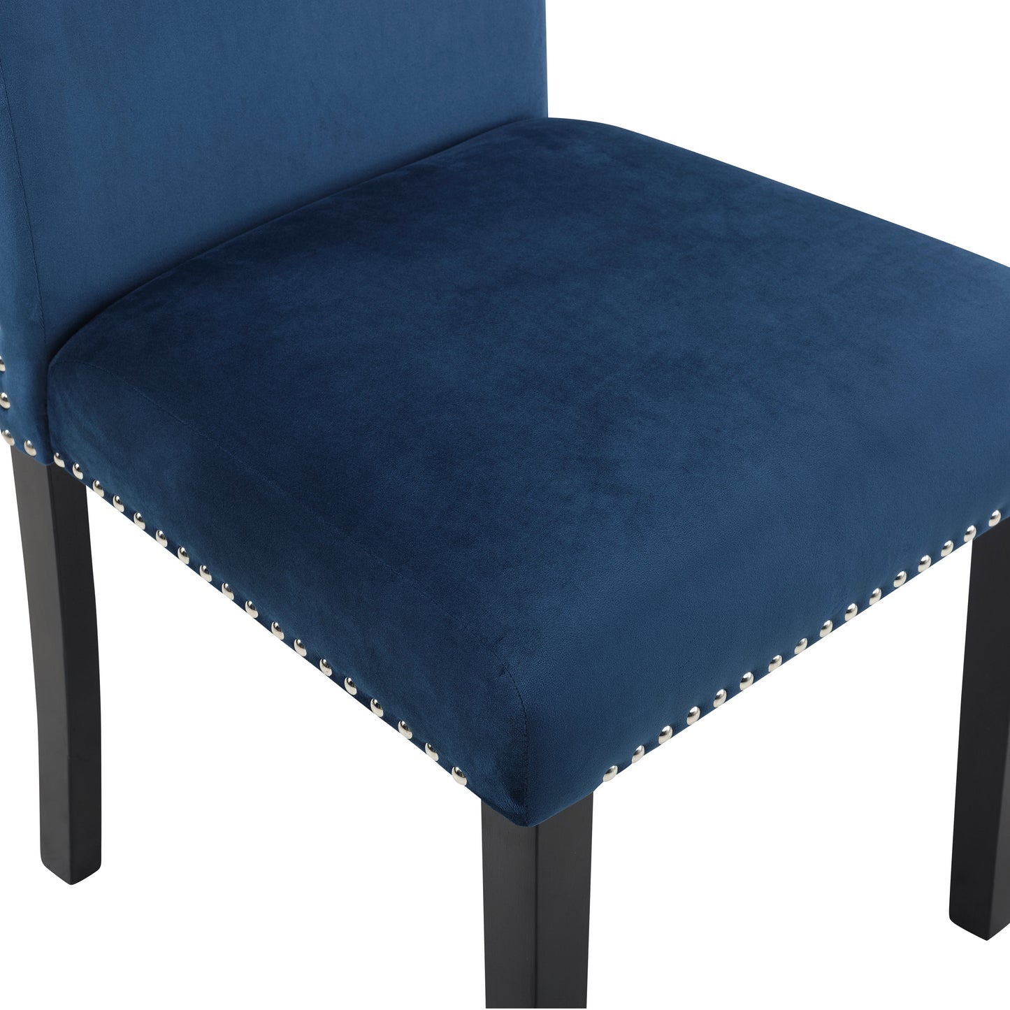 Roundhill Furniture Cobre Contemporary Velvet Dining Chair with Nailhead Trim, Blue, Set of 2