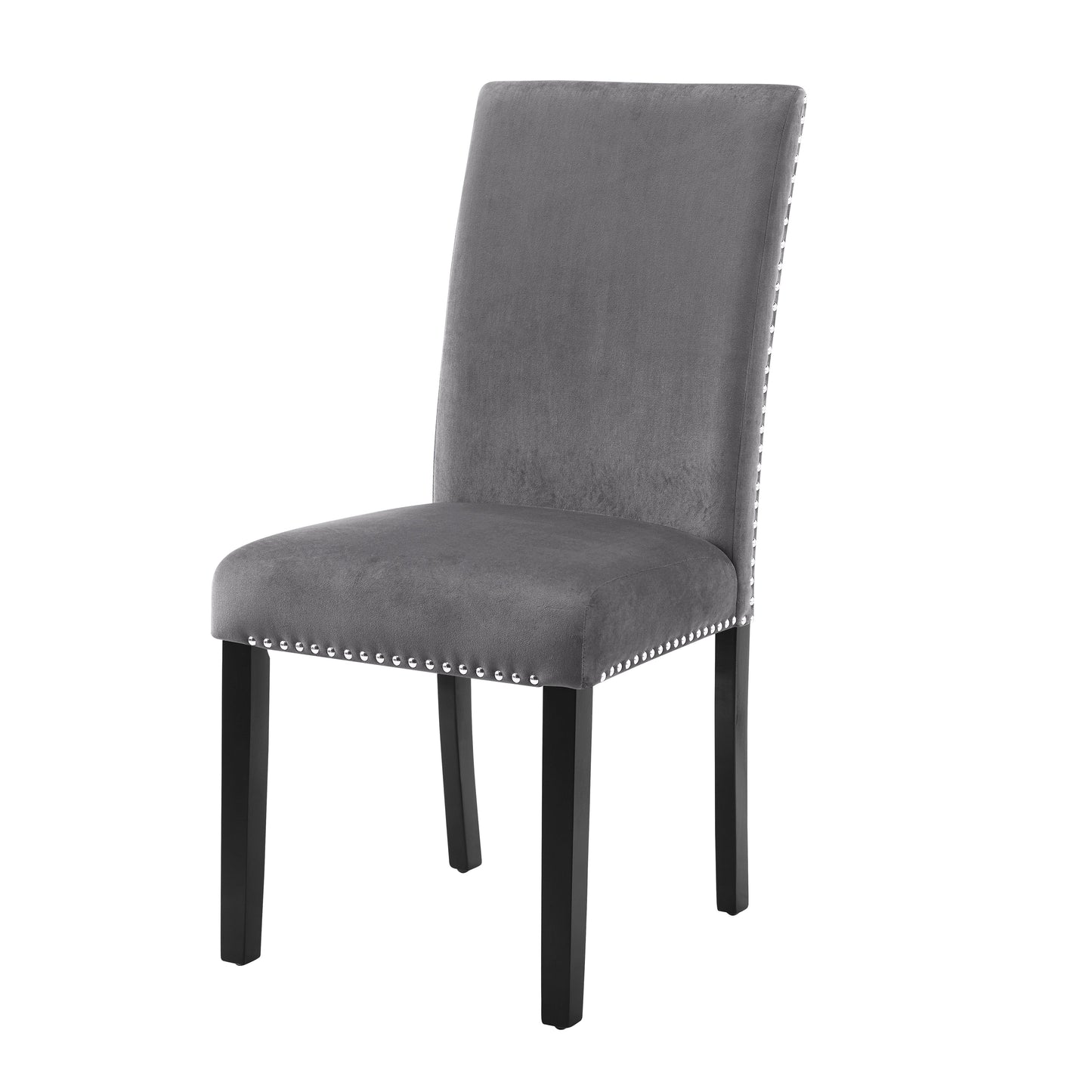 Roundhill Furniture Cobre Contemporary Velvet Dining Chair with Nailhead Trim, Gray, Set of 2