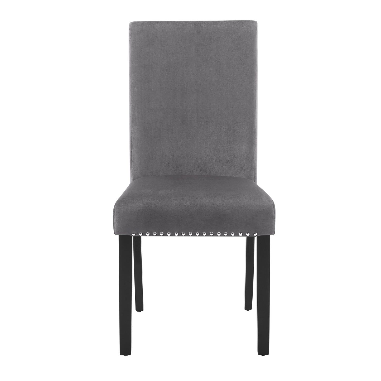 Roundhill Furniture Cobre Contemporary Velvet Dining Chair with Nailhead Trim, Gray, Set of 2