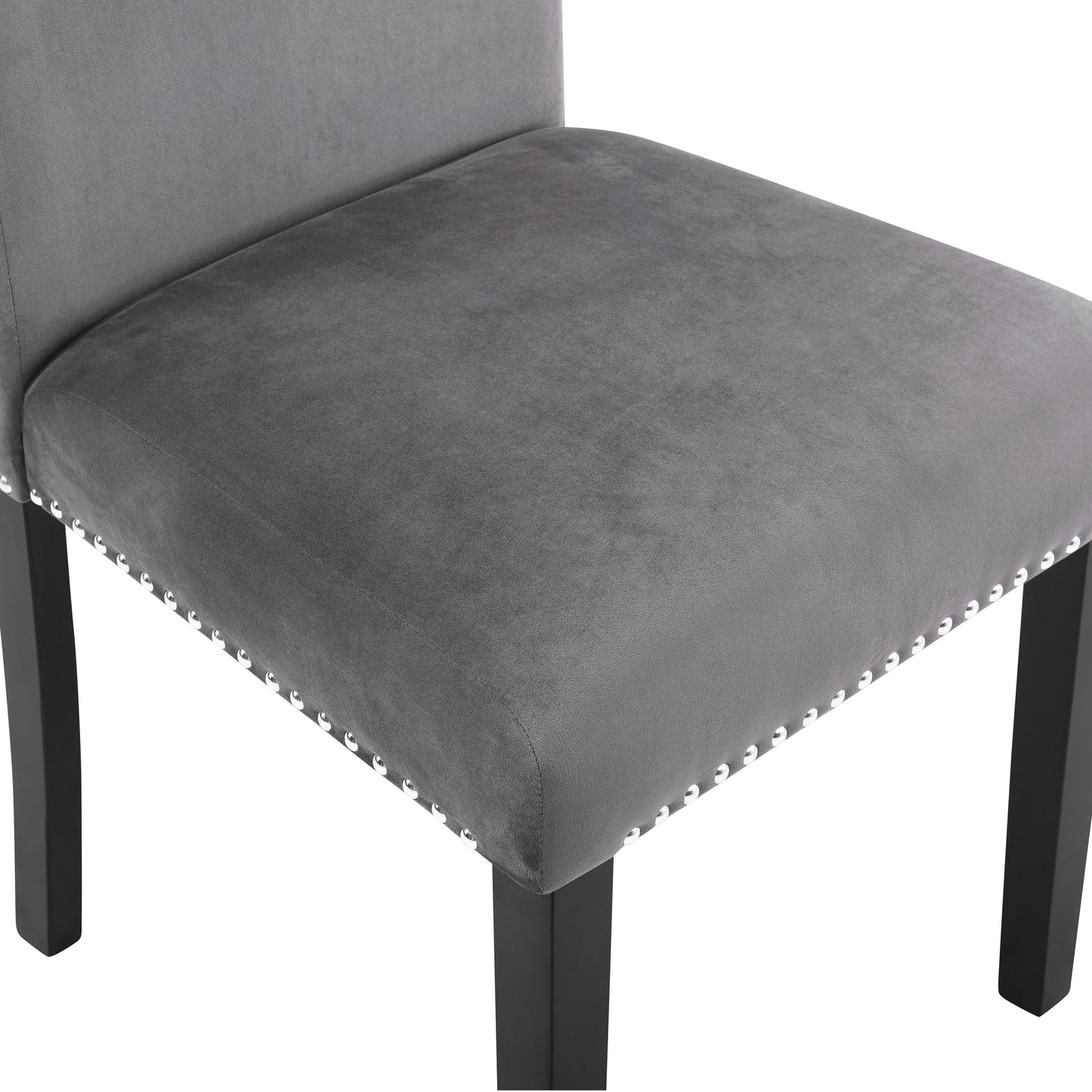 Roundhill Furniture Cobre Contemporary Velvet Dining Chair with Nailhead Trim, Gray, Set of 2