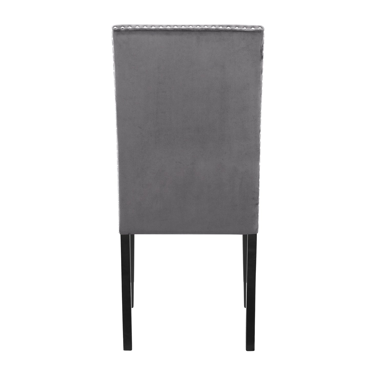 Roundhill Furniture Cobre Contemporary Velvet Dining Chair with Nailhead Trim, Gray, Set of 2