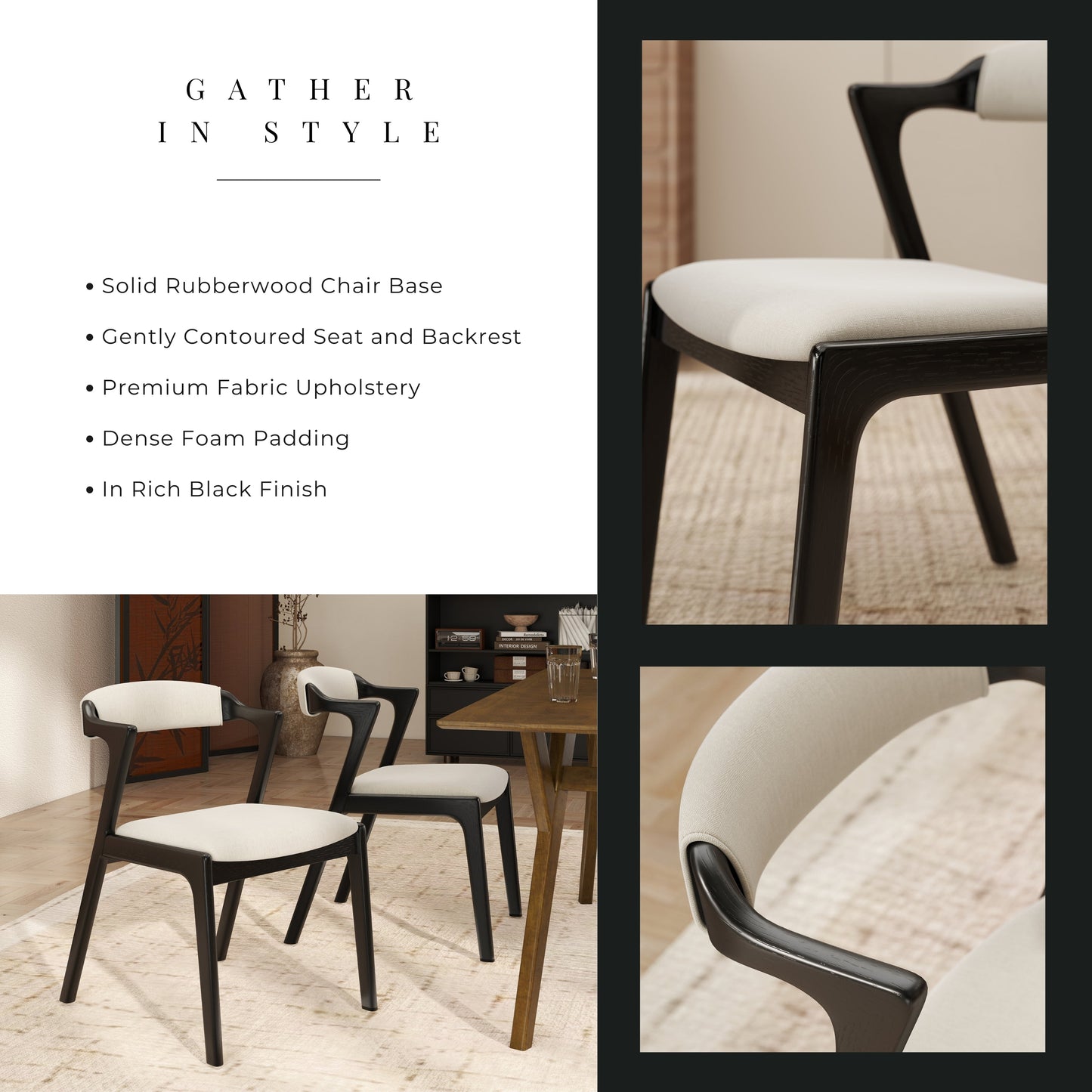 Roundhill Furniture Lavin Upholstered Dining Chairs, Set of 2