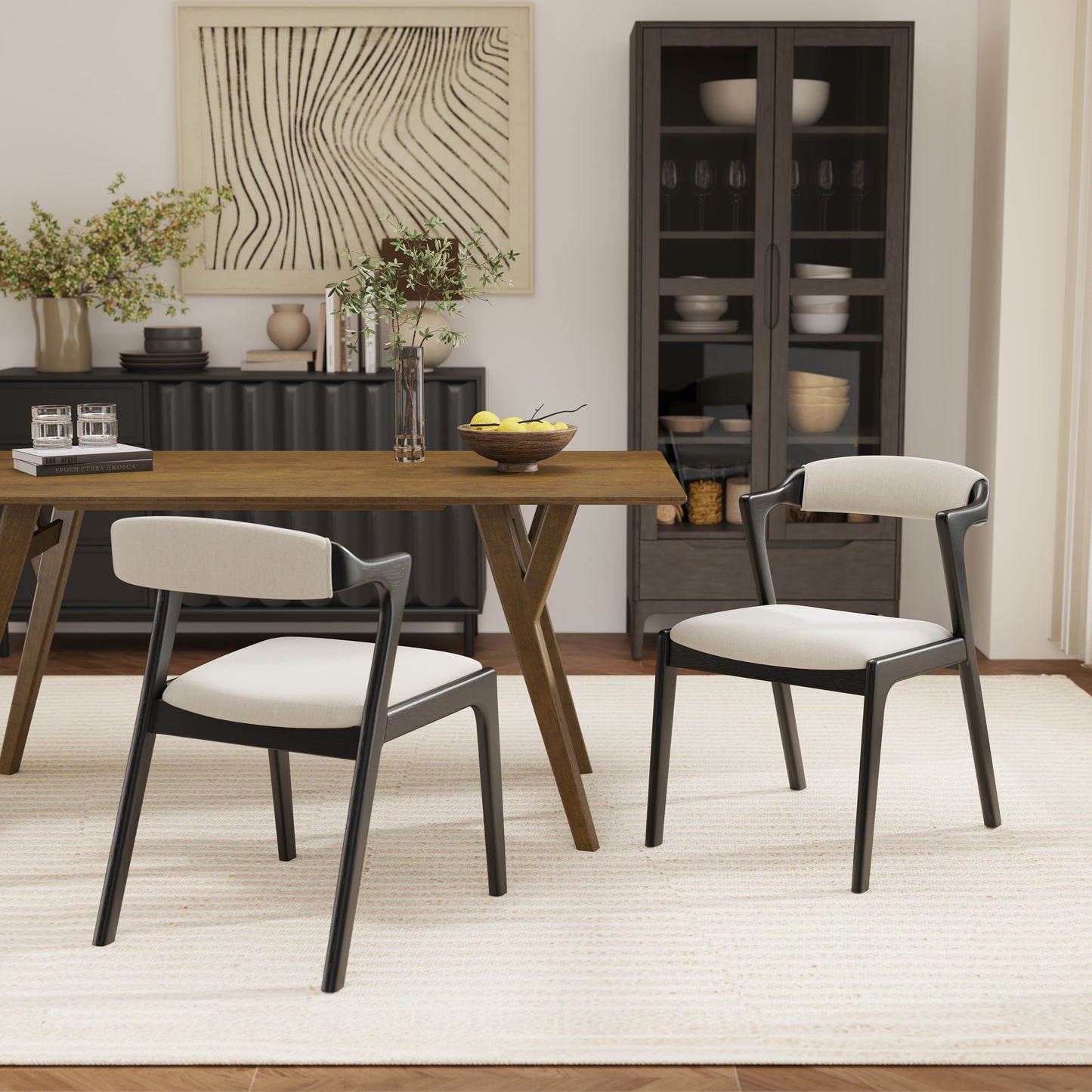 Roundhill Furniture Lavin Upholstered Dining Chairs, Set of 2