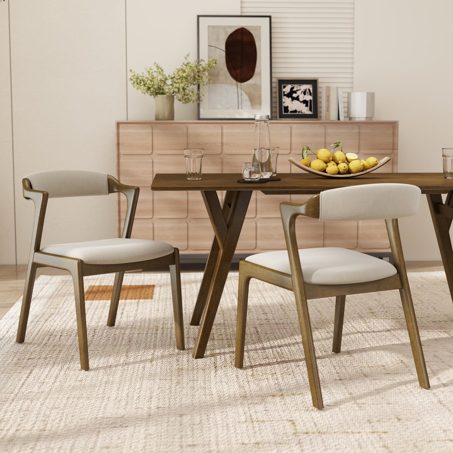 Roundhill Furniture Lavin Upholstered Dining Chairs, Set of 2