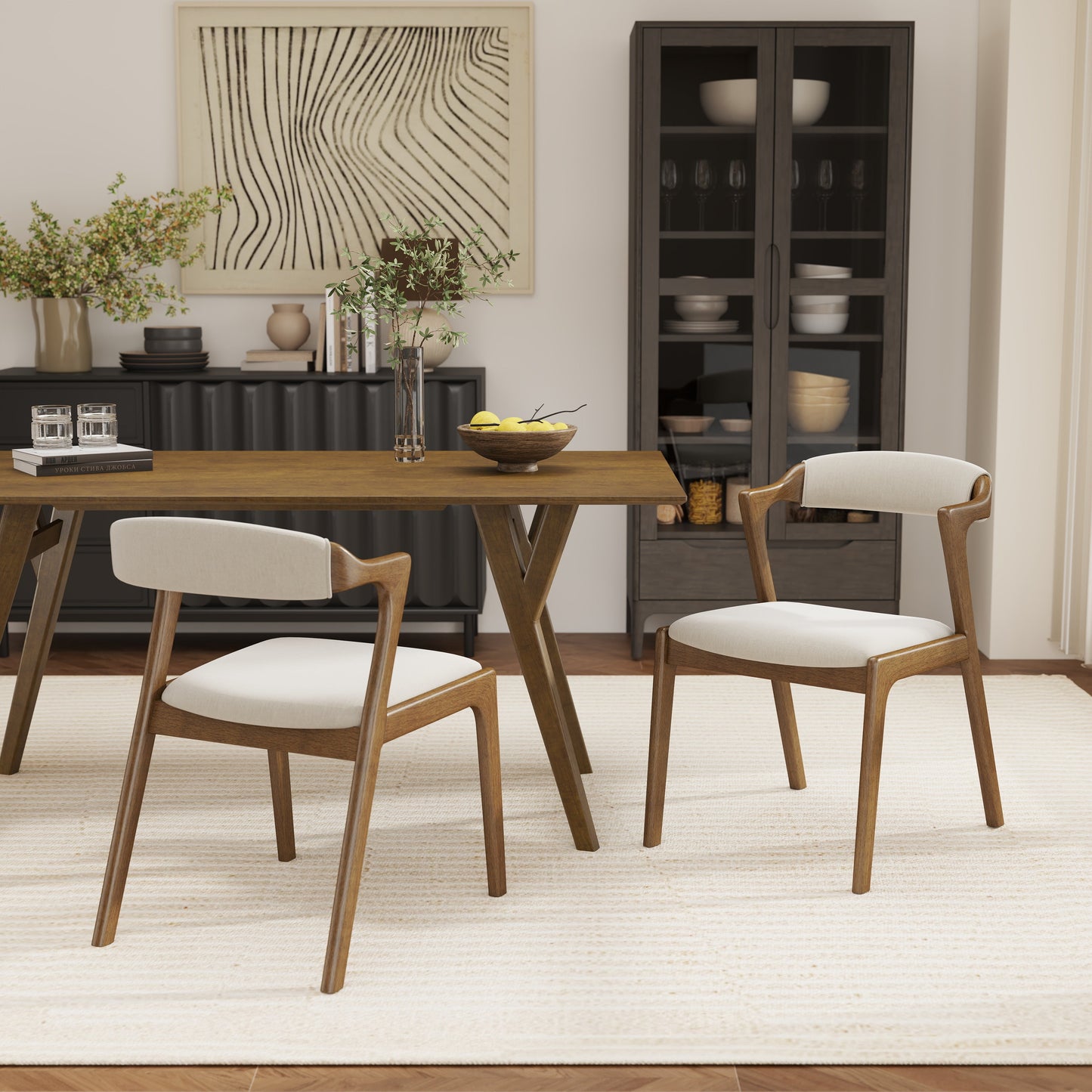 Roundhill Furniture Lavin Upholstered Dining Chairs, Set of 2