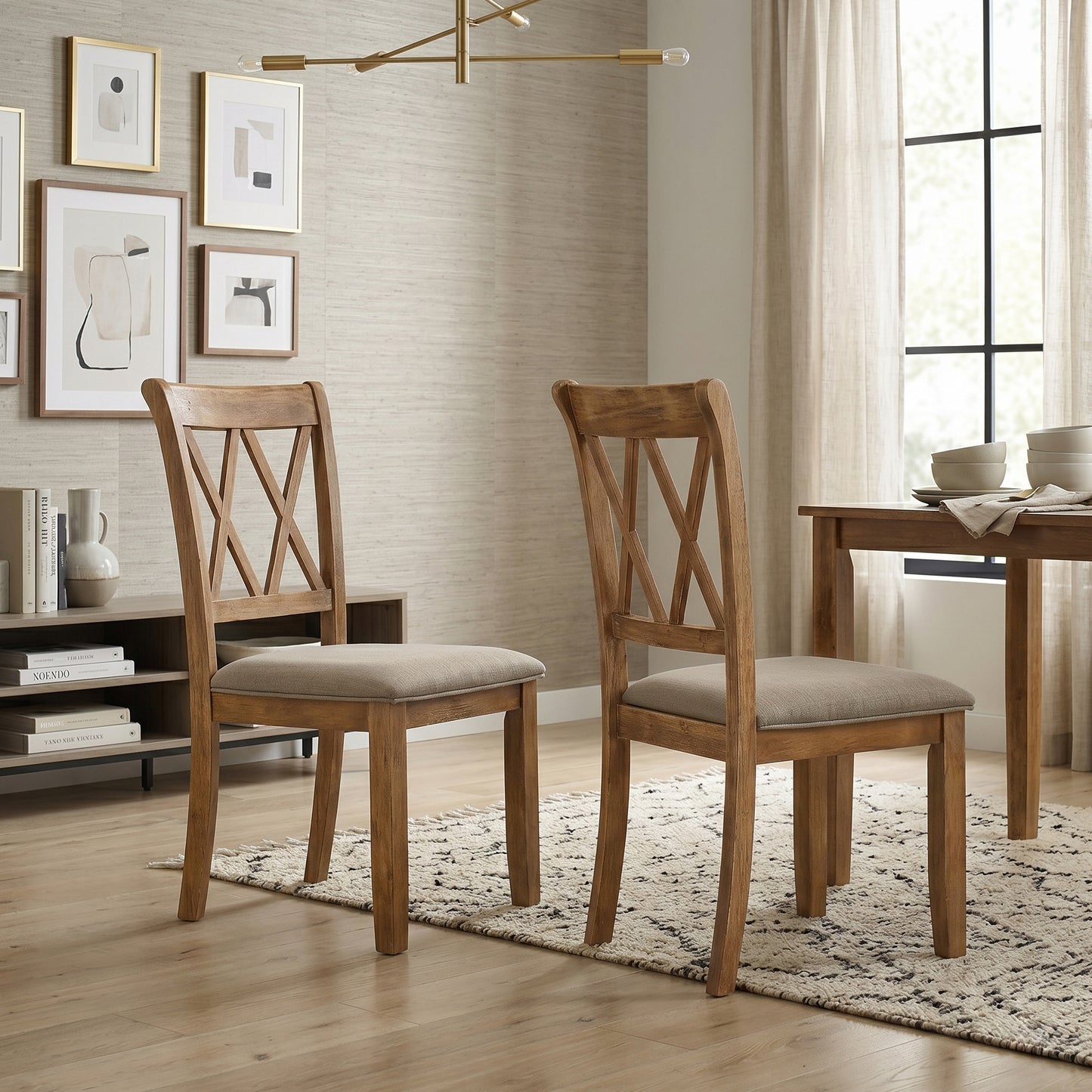 Windvale Upholstered Cross-back Dining Chair, Set of 2