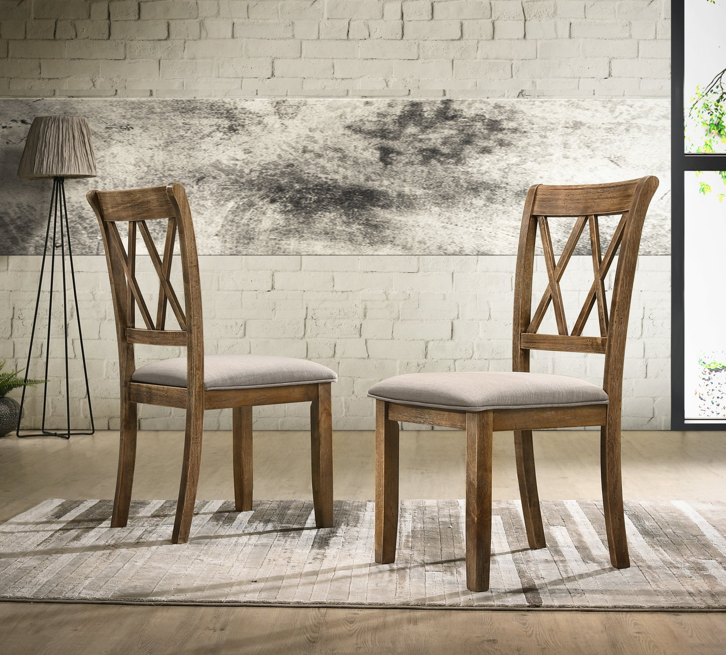 Roundhill Furniture Windvale Fabric Upholstered Dining Chair Set of 2