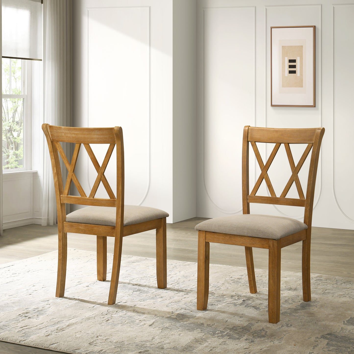 Windvale Upholstered Cross-back Dining Chair, Set of 2