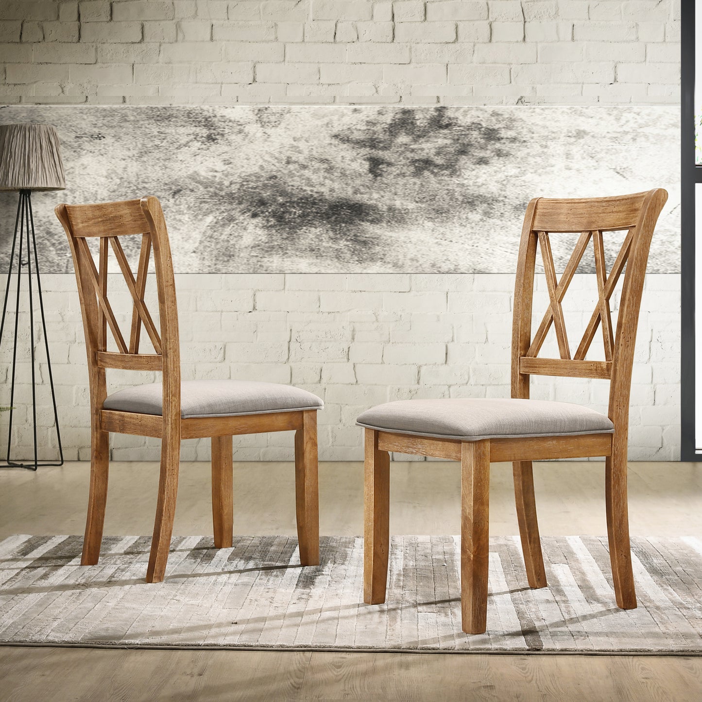 Windvale Upholstered Cross-back Dining Chair, Set of 2