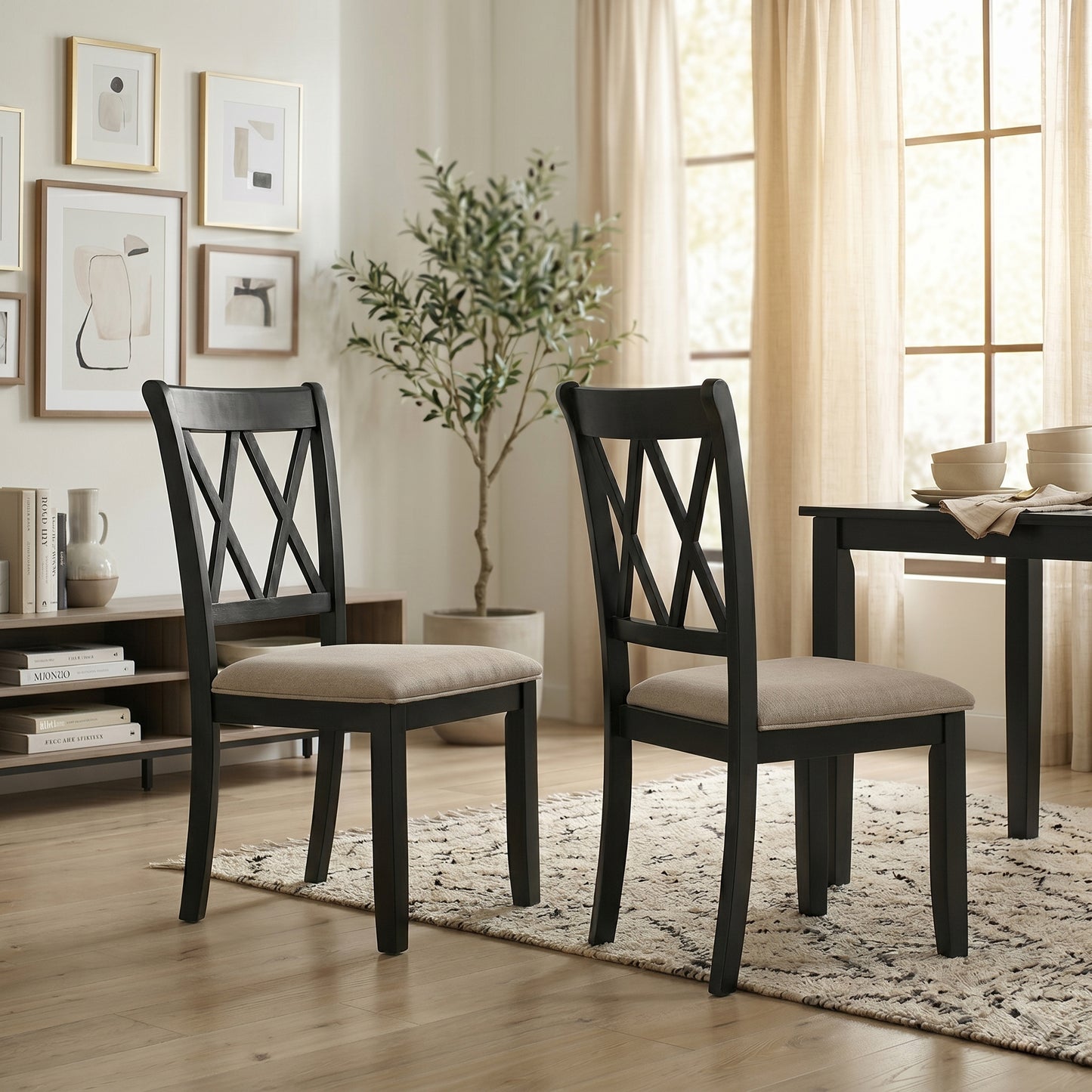 Windvale Upholstered Cross-back Dining Chair, Set of 2