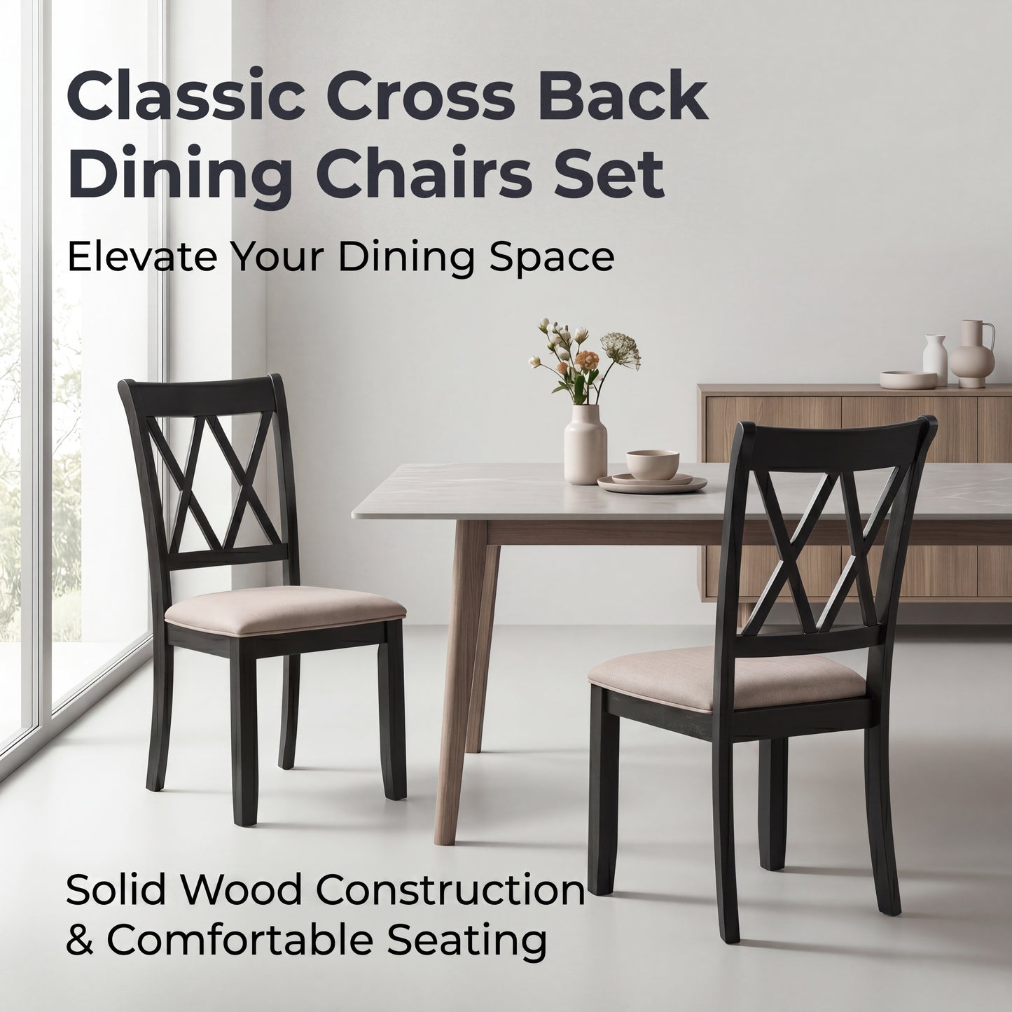 Windvale Upholstered Cross-back Dining Chair, Set of 2