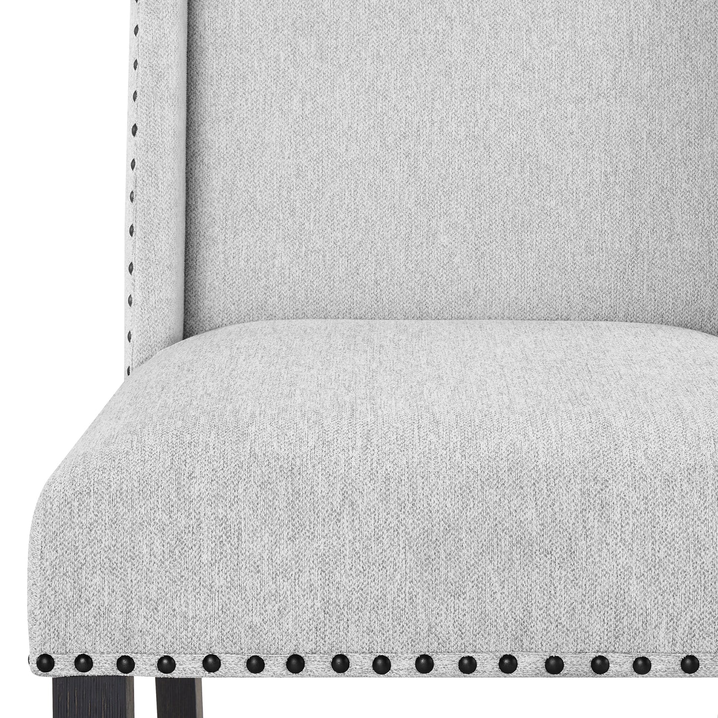 Roundhill Furniture Hirima Modern Elegance Dining Chairs, Light Gray Upholstery with Matte Black Nailhead Trim, Set of 2