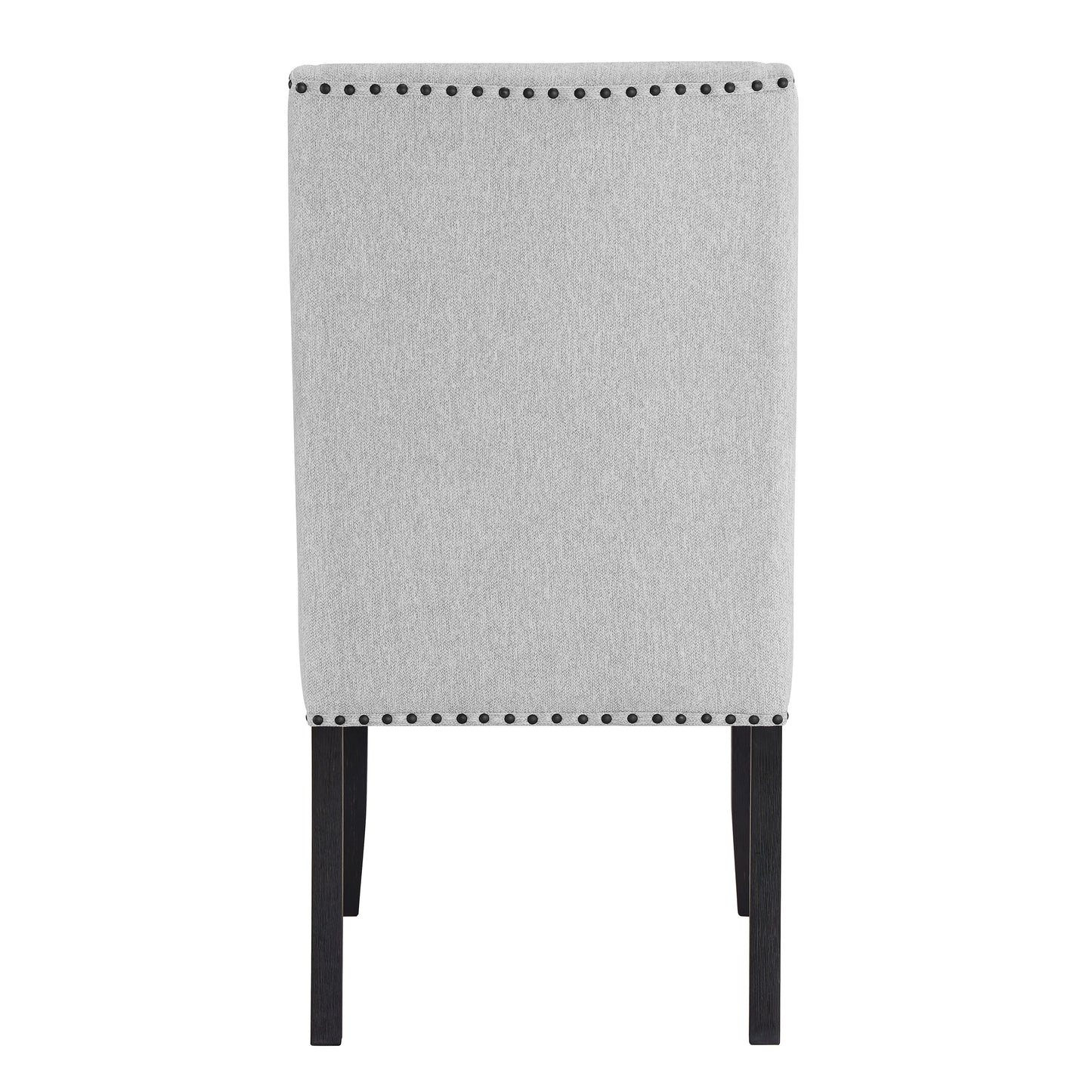 Roundhill Furniture Hirima Modern Elegance Dining Chairs, Light Gray Upholstery with Matte Black Nailhead Trim, Set of 2