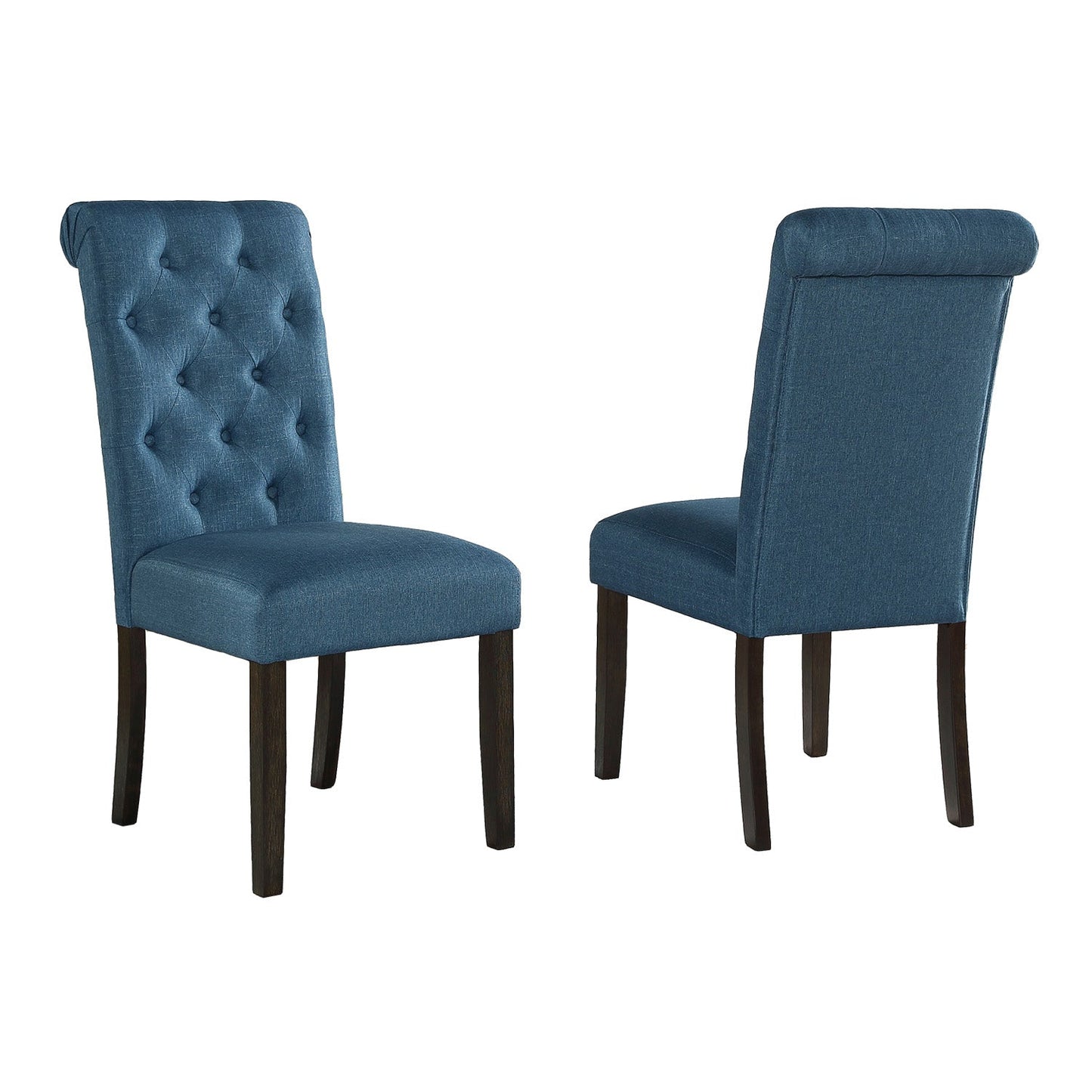 Roundhill Furniture Leviton Solid Wood Tufted Asons Dining Chair, Set of 2