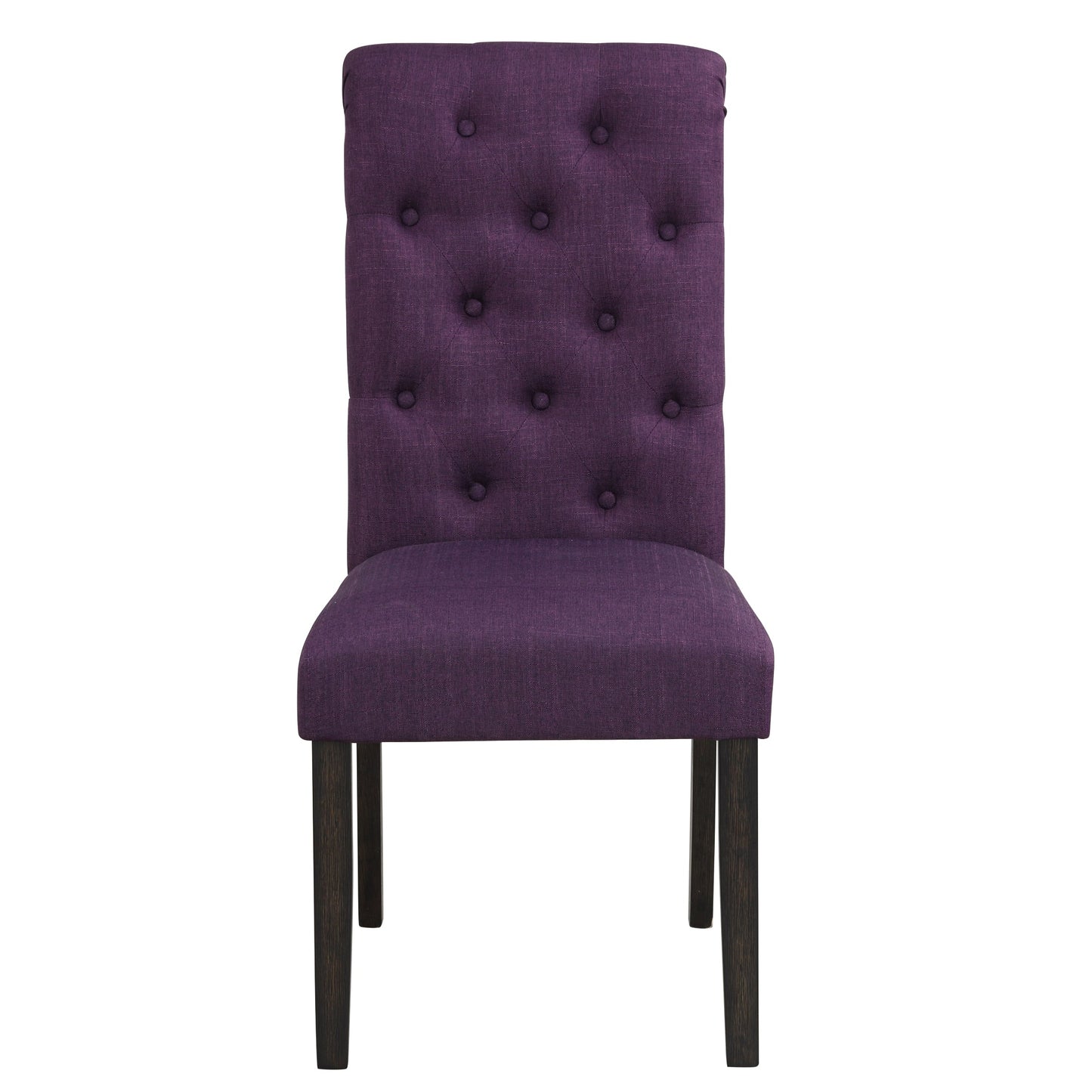 Roundhill Furniture Leviton Solid Wood Tufted Asons Dining Chair, Purple, Set of 2