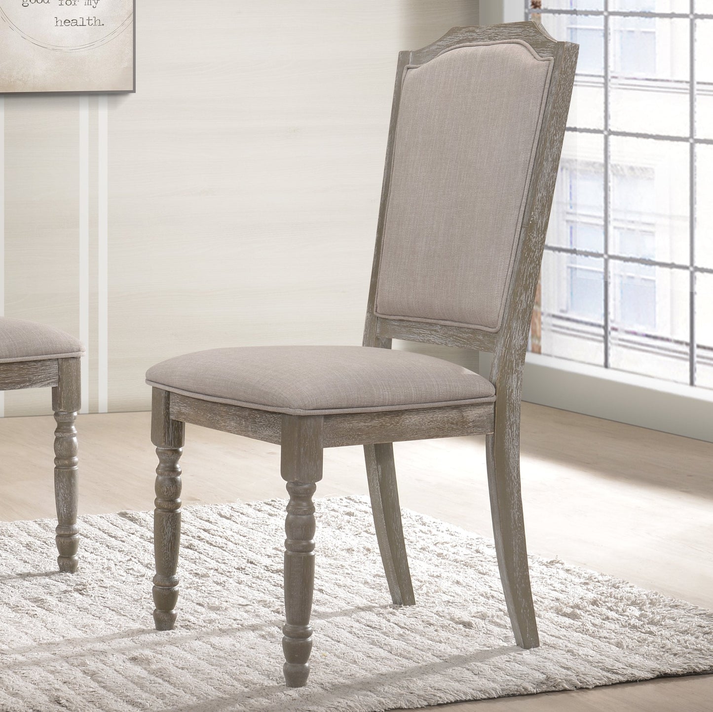 Roundhill Furniture Ferran Wood Pedestal Dining Chair in Reclaimed Gray, Set of 2