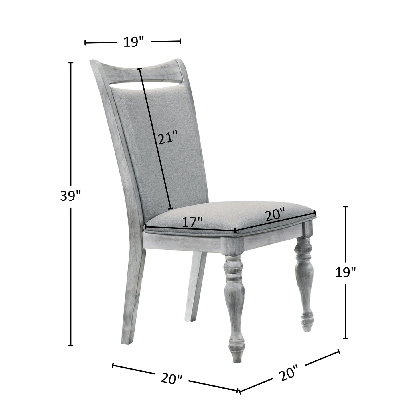 Salines Upholstered Turned Leg Dining Chairs, Set of 2, Rustic White