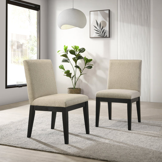 Roundhill Furniture Rocco Contemporary Solid Wood Dining Chairs, Beige, Set of 2