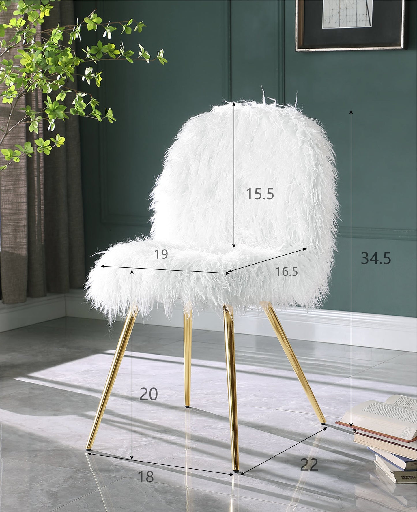 Roundhill Furniture Ravni Faux Fur Accent Chair with Gold Legs