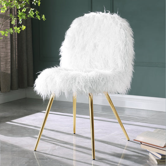 Roundhill Furniture Ravni Faux Fur Accent Chair with Gold Legs