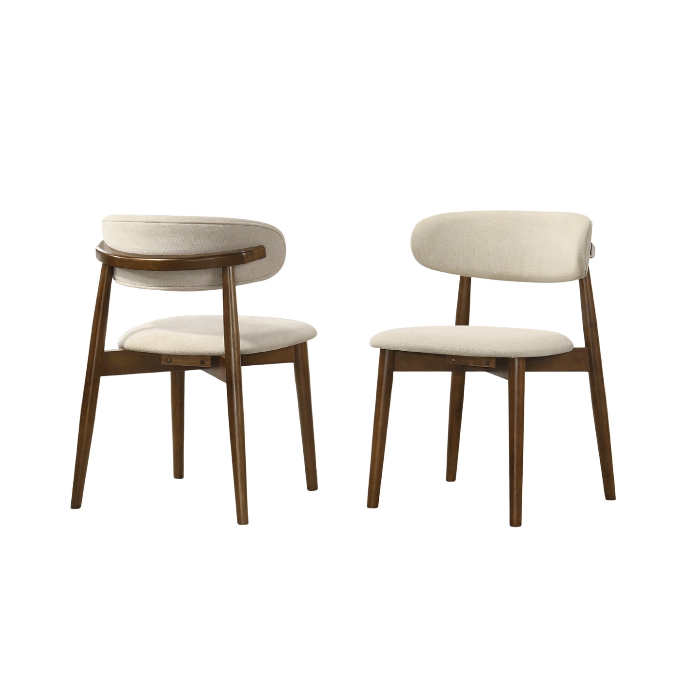 Roundhill Furniture Arnott Upholstered Dining Chairs, Set of 2, Walnut Finish