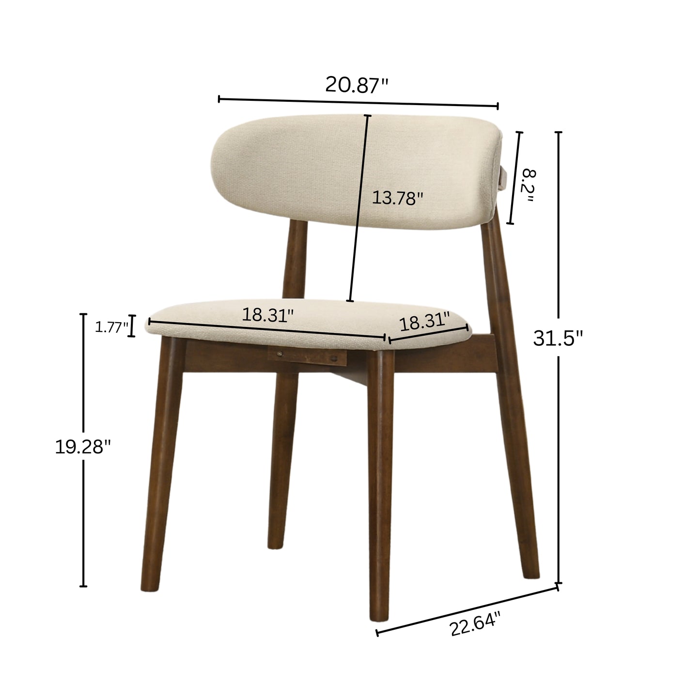 Roundhill Furniture Arnott Upholstered Dining Chairs, Set of 2, Walnut Finish
