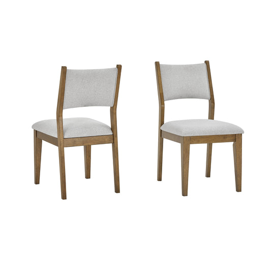 Roundhill Furniture Parker Upholstered Dining Chairs, Set of 2, Light Oak and Gray
