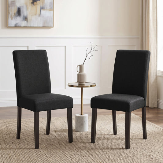 Roundhill Furniture Flint Modern Upholstered Dining Chairs, Set of 2, Black