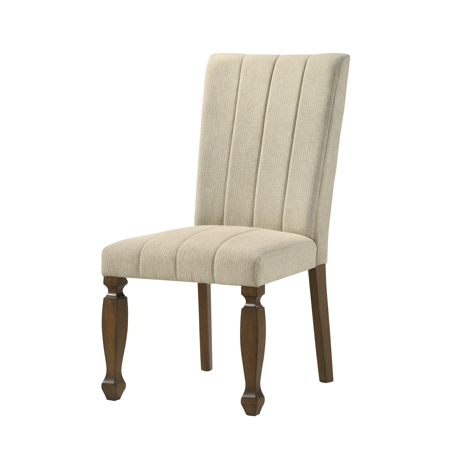 Roundhill Furniture Rowan Upholstered Turned Leg Wood Dining Chair, Set of 2, Beige