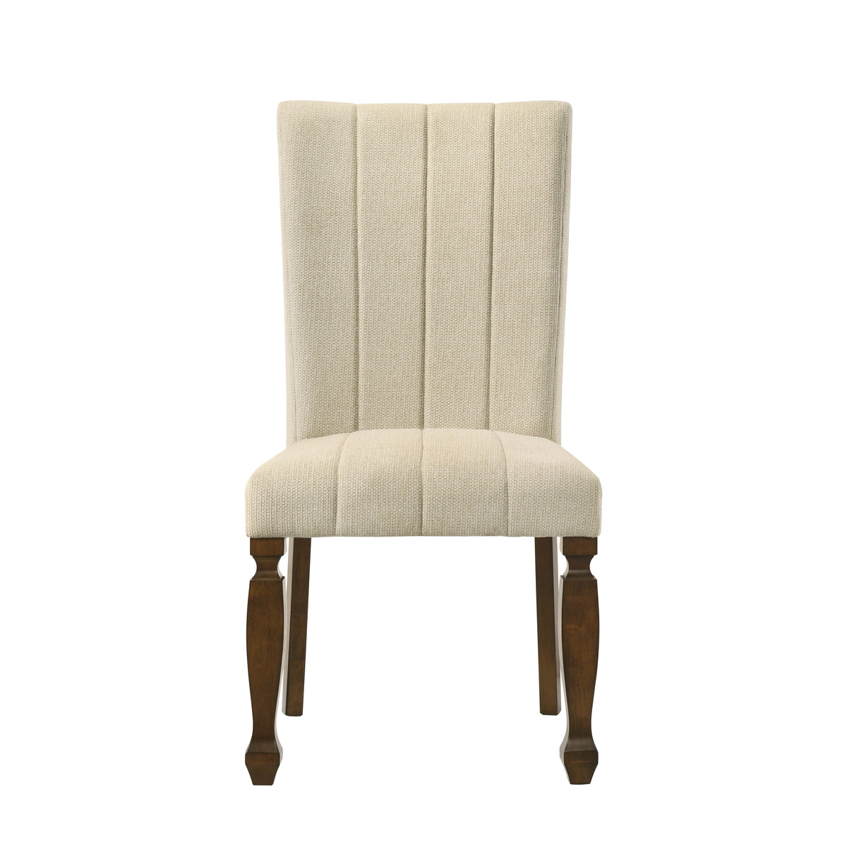 Roundhill Furniture Rowan Upholstered Turned Leg Wood Dining Chair, Set of 2, Beige