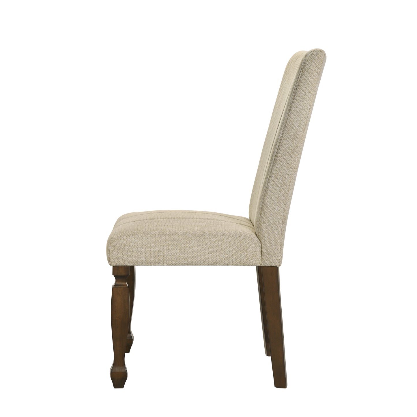 Roundhill Furniture Rowan Upholstered Turned Leg Wood Dining Chair, Set of 2, Beige