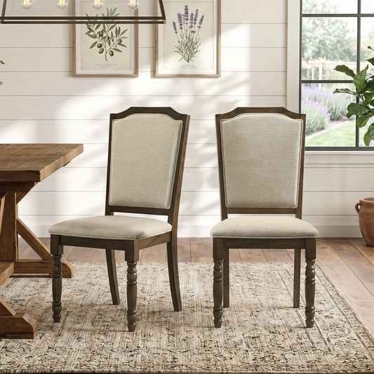 Iris Turned Leg Wood Dining Chair Set of 2