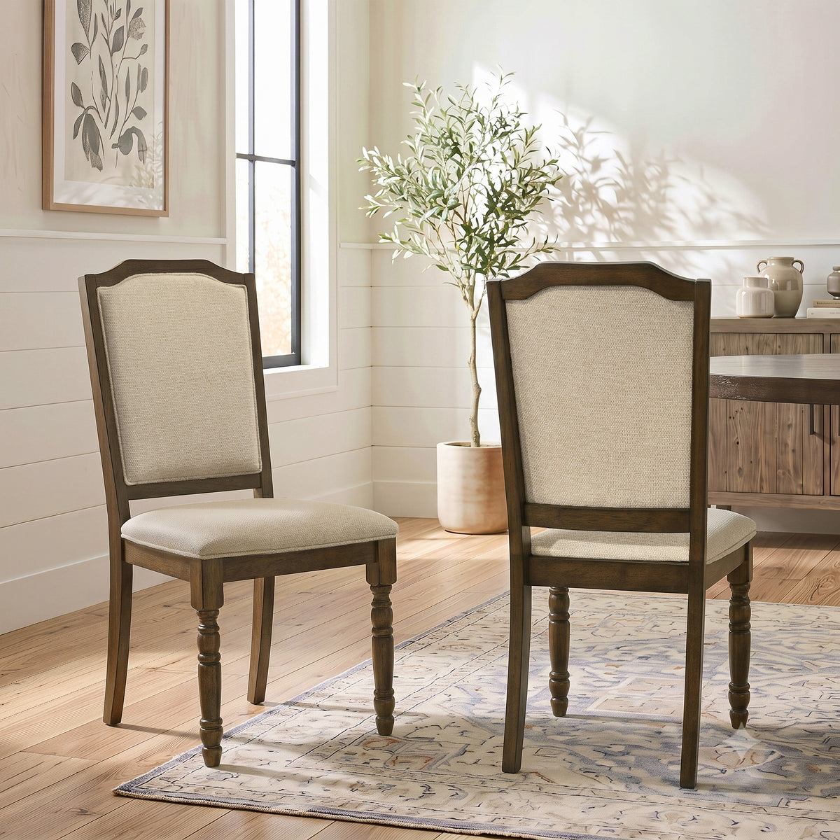 Iris Turned Leg Wood Dining Chair Set of 2