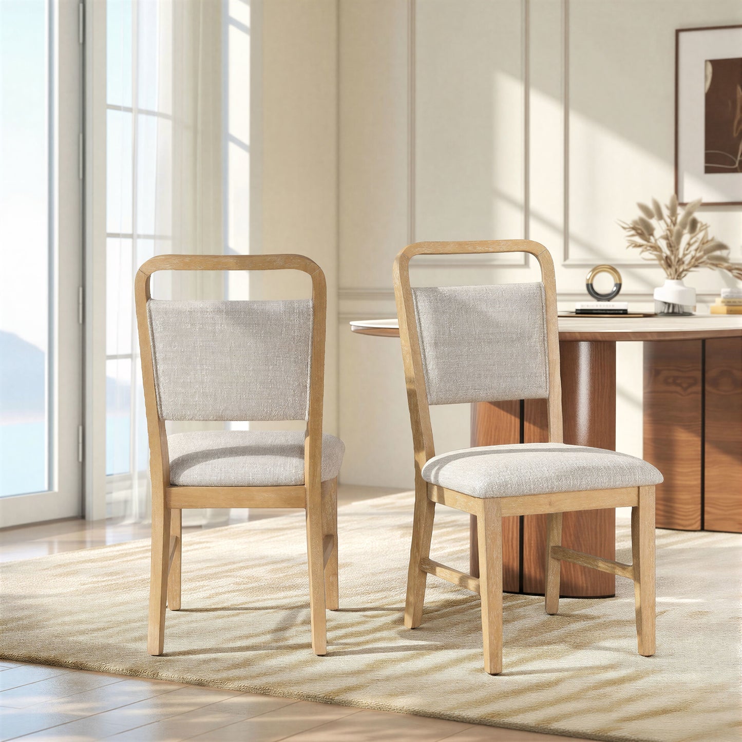 Roundhill Furniture Arden Solid Wood Frame Dining Chairs, Set of 2
