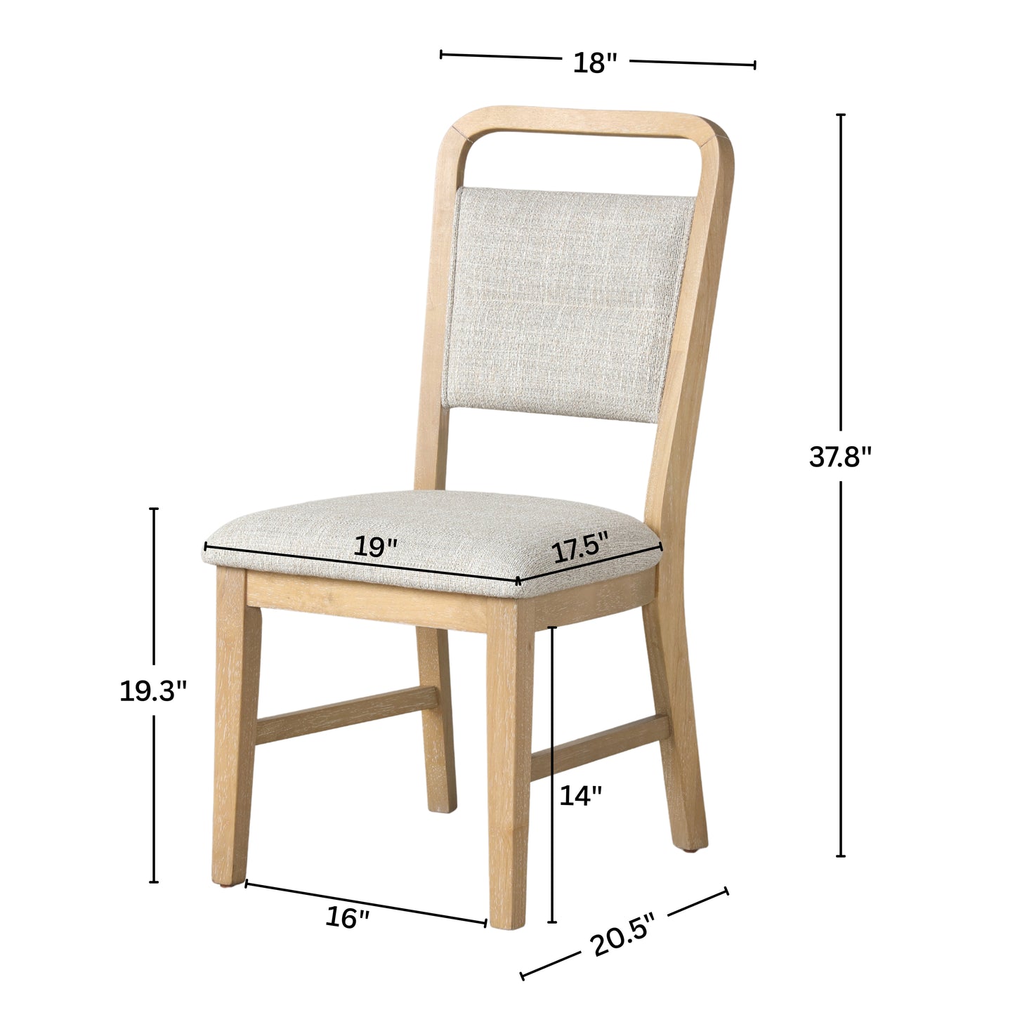 Roundhill Furniture Arden Solid Wood Frame Dining Chairs, Set of 2