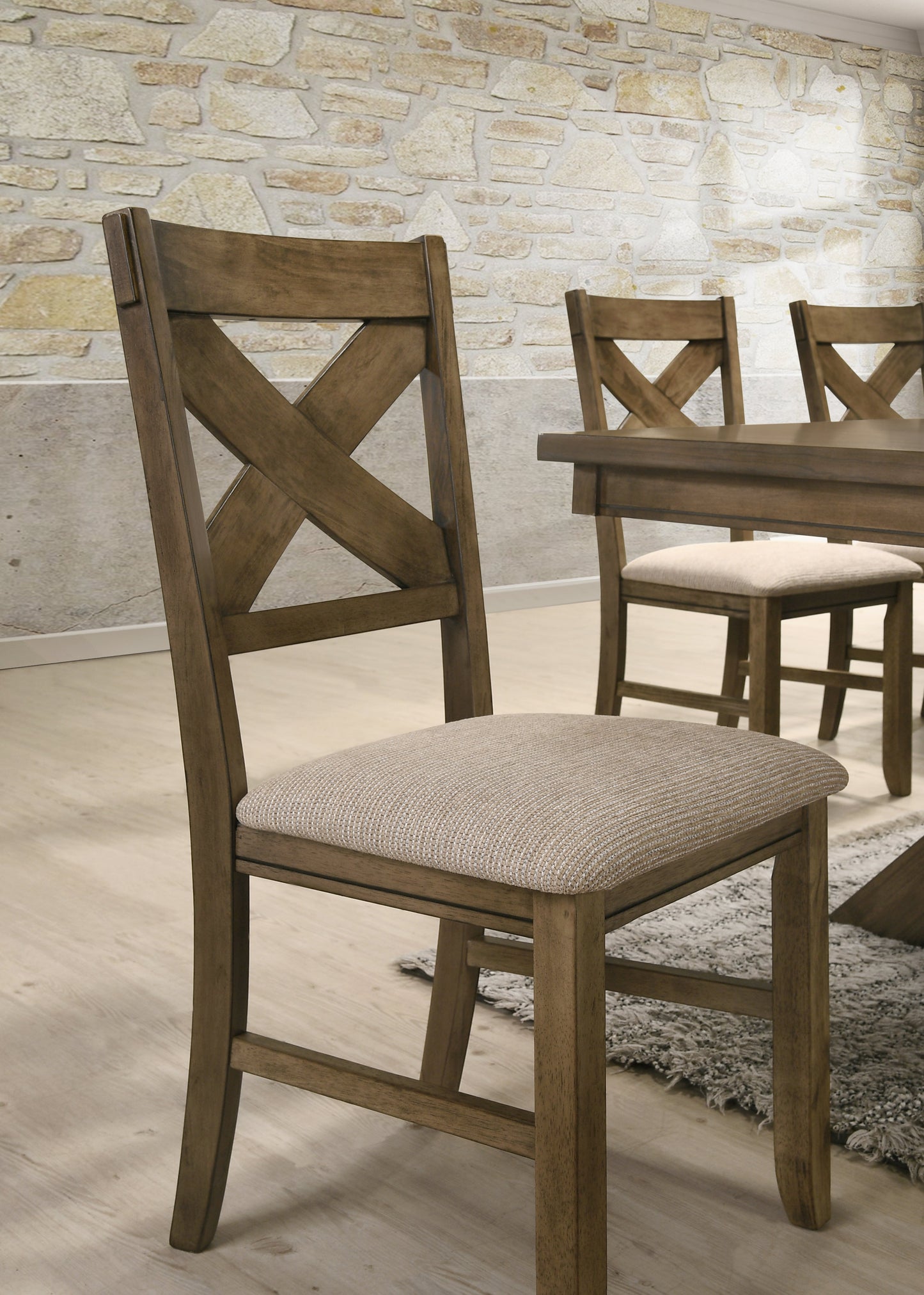 Roundhill Furniture Raven Wood Fabric Upholstered Dining Chair Set of 2