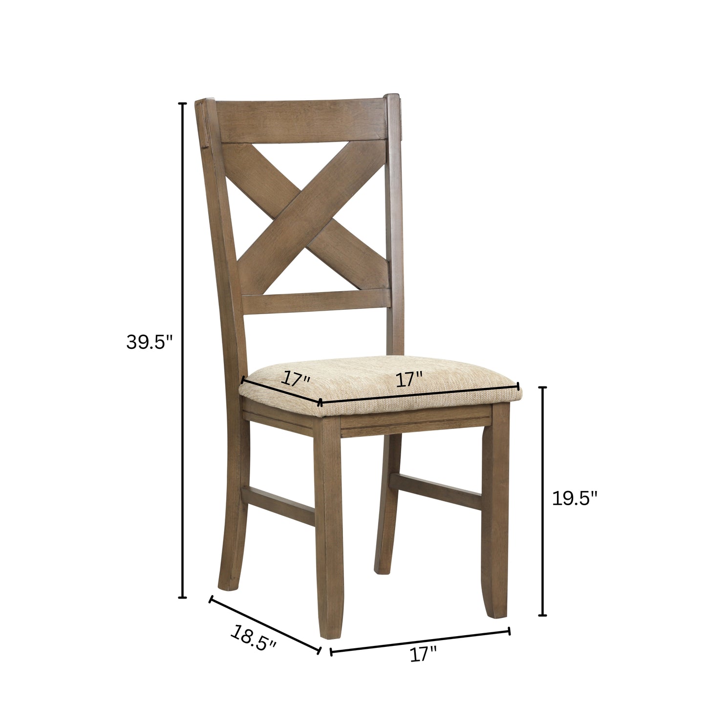 Raven Wood Fabric Upholstered Dining Chair Set of 2