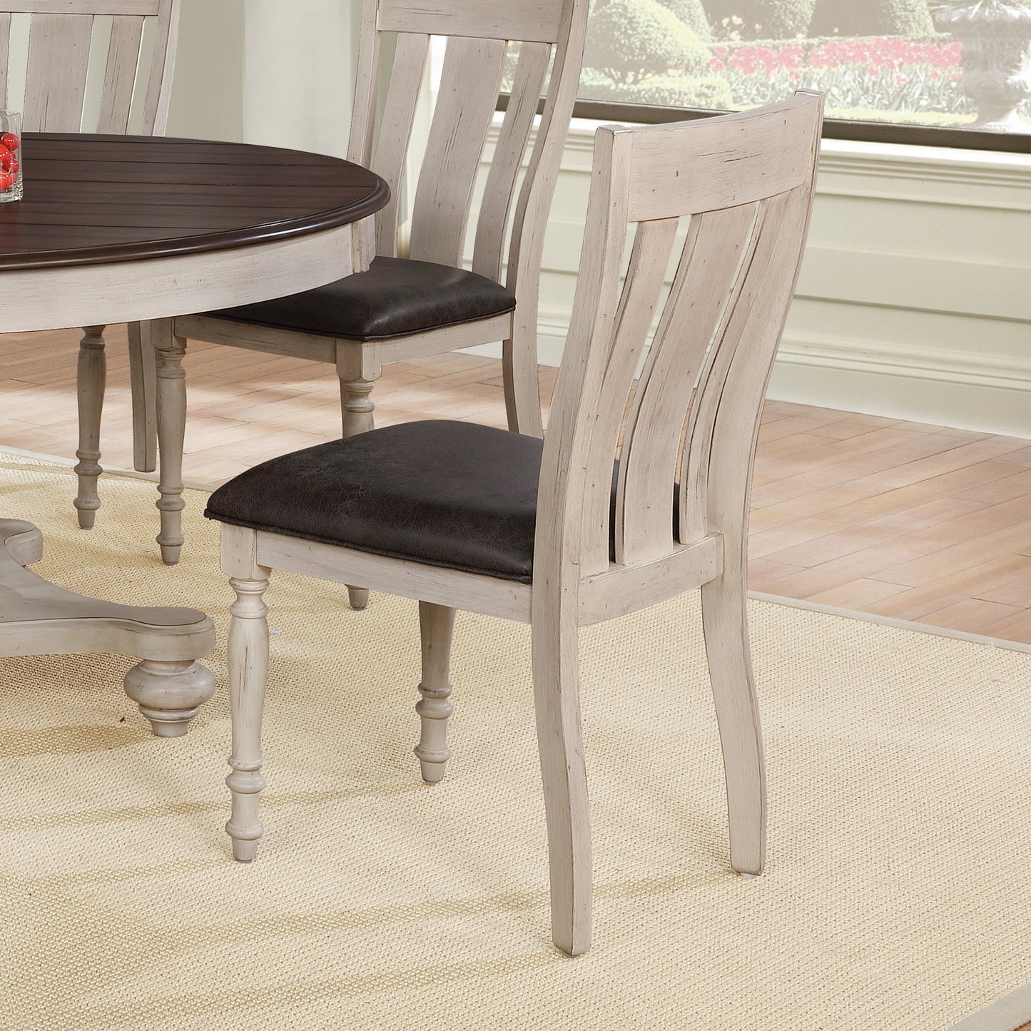 Arch Weathered Oak Turned Leg Dining Chair Set of 2