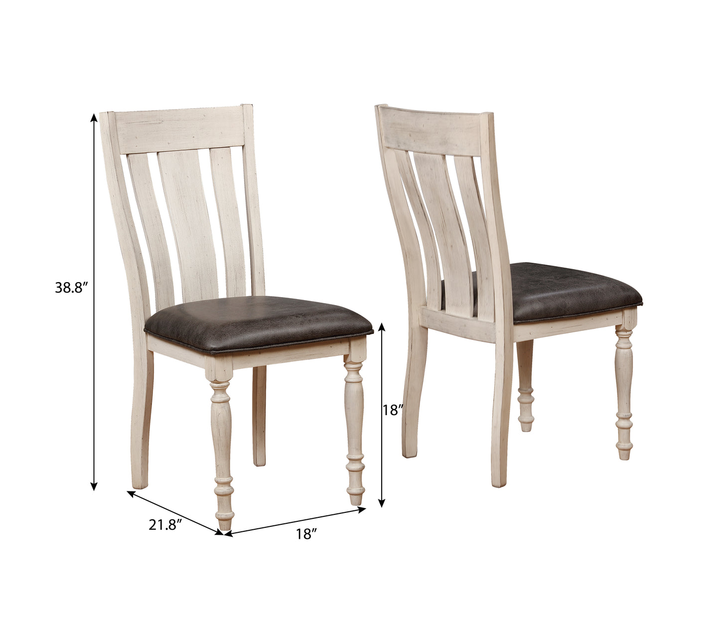 Roundhill Furniture Arch Turned Leg Dining Chair, Weathered Oak, Set of 2