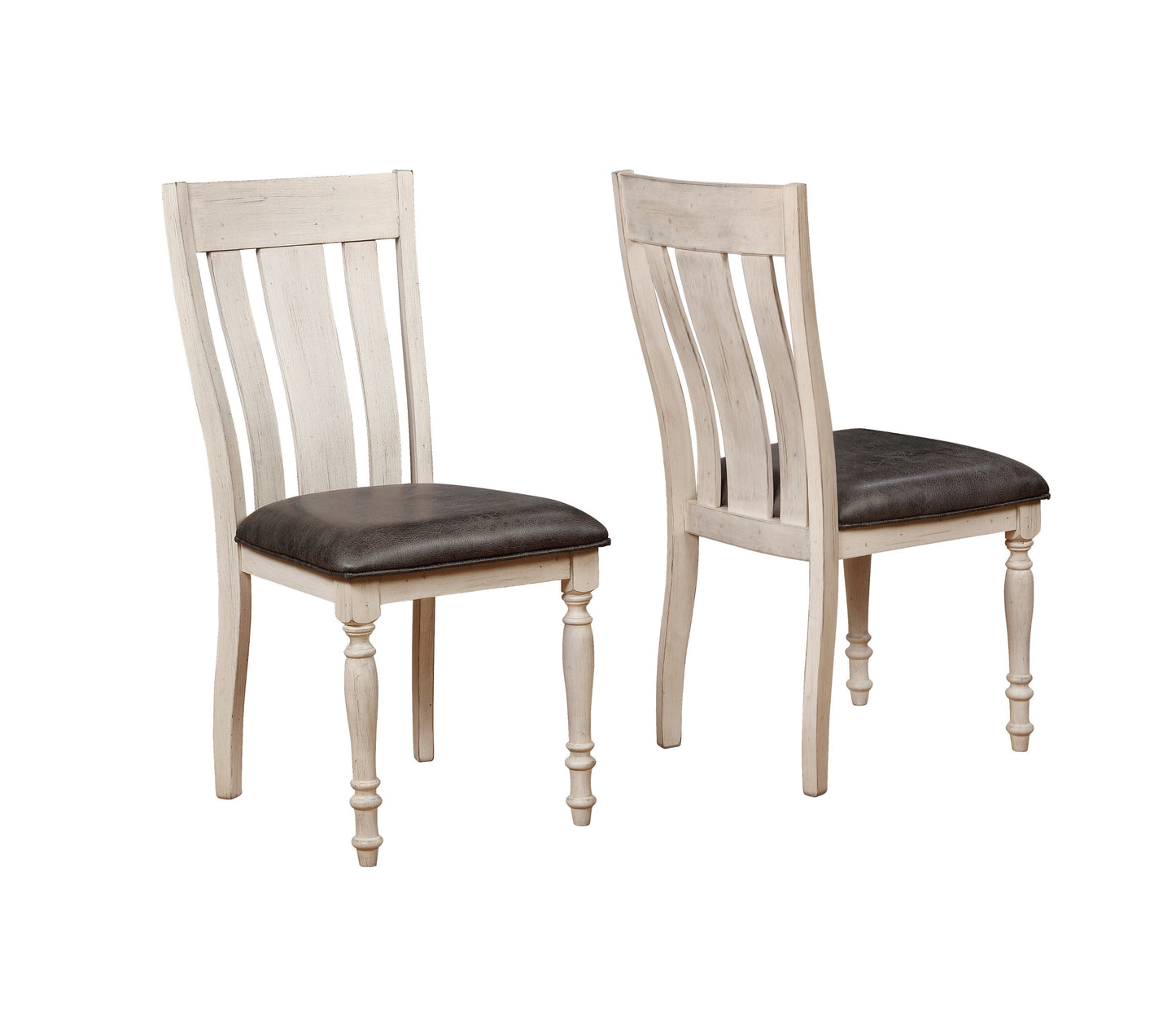 Roundhill Furniture Arch Turned Leg Dining Chair, Weathered Oak, Set of 2