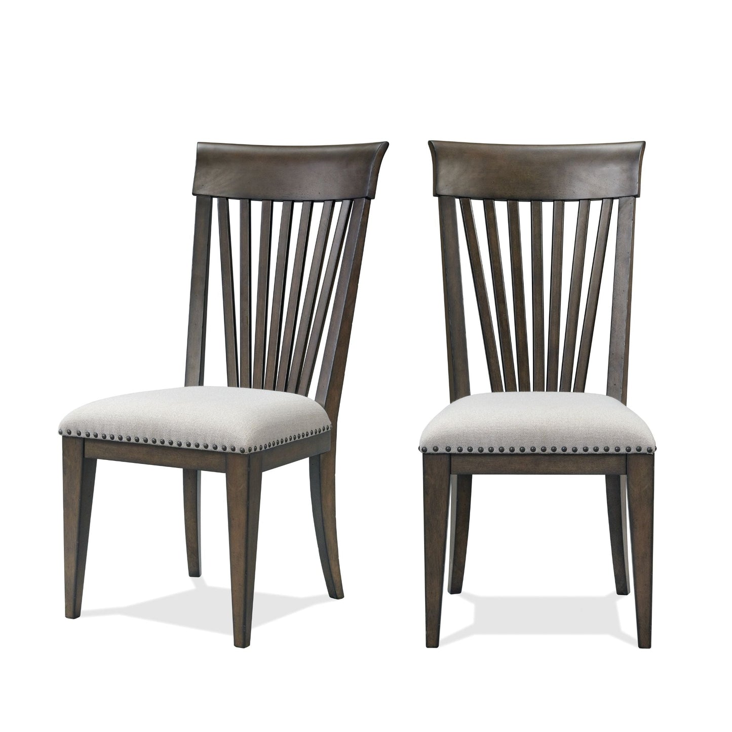 Roundhill Furniture Grant Nailhead Trim Upholstered Dining Chairs, Beige, Set of 2,