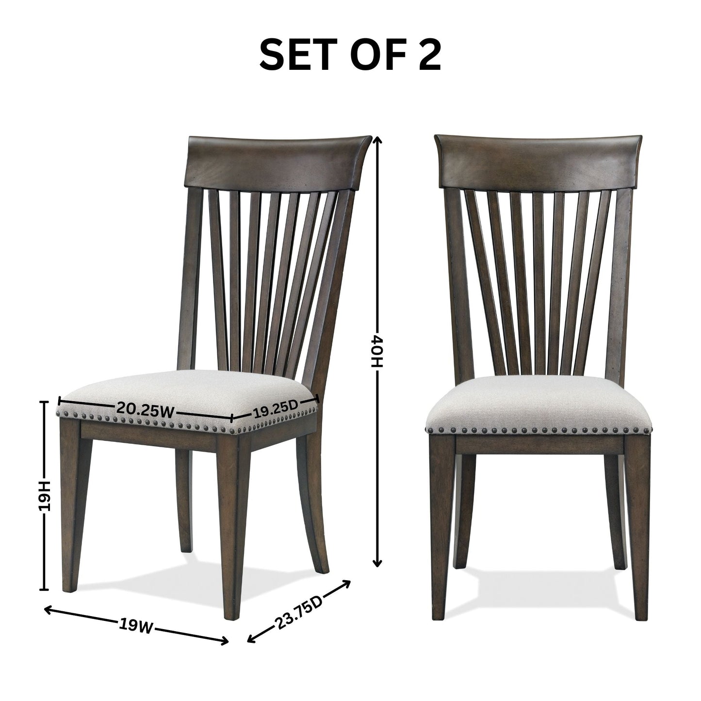 Roundhill Furniture Grant Nailhead Trim Upholstered Dining Chairs, Beige, Set of 2,